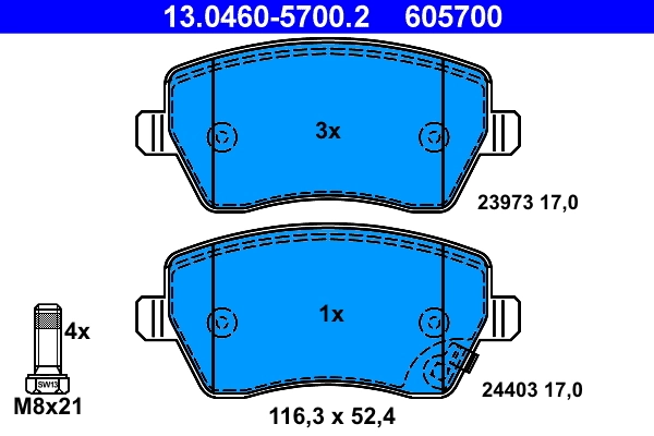 Brake Pad Set, disc brake 13.0460-5700.2
