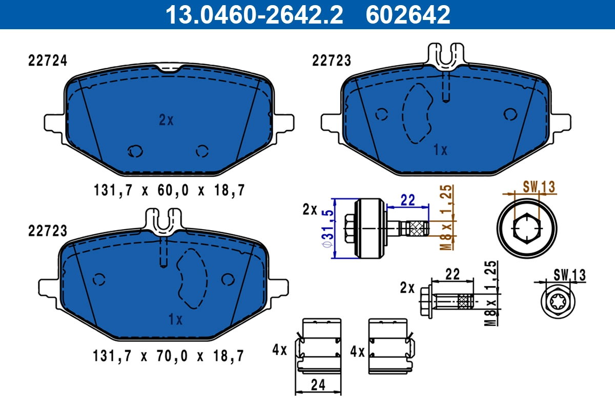 Brake Pad Set, disc brake 13.0460-2642.2