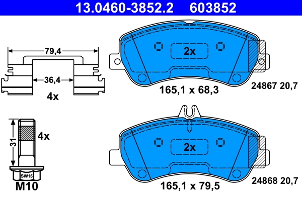 Brake Pad Set, disc brake 13.0460-3852.2