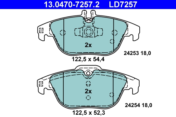Brake Pad Set, disc brake ATE Ceramic 13.0470-7257.2
