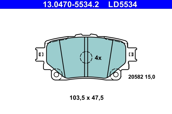 Brake Pad Set, disc brake ATE Ceramic 13.0470-5534.2