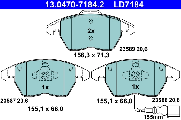 Brake Pad Set, disc brake ATE Ceramic 13.0470-7184.2