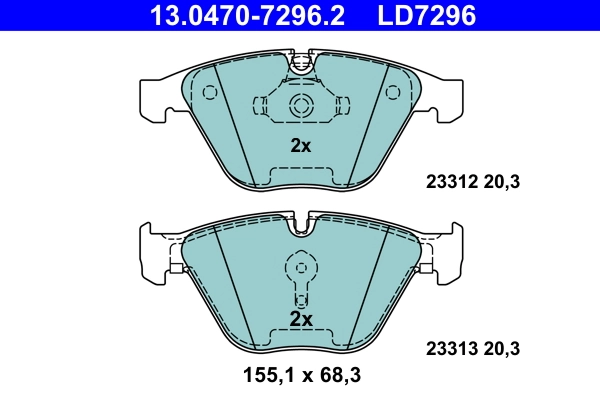Brake Pad Set, disc brake ATE Ceramic 13.0470-7296.2