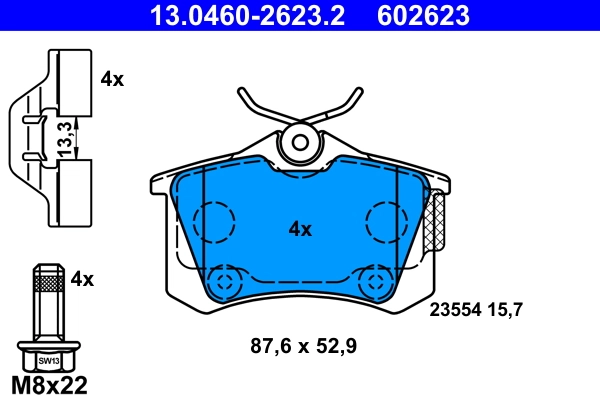 Brake Pad Set, disc brake 13.0460-2623.2