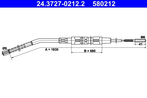 Cable Pull, parking brake 24.3727-0212.2
