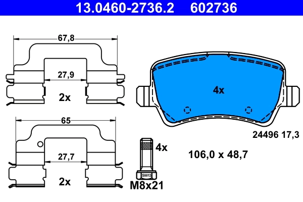 Brake Pad Set, disc brake 13.0460-2736.2