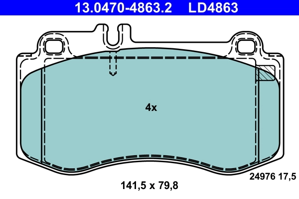 Brake Pad Set, disc brake ATE Ceramic 13.0470-4863.2