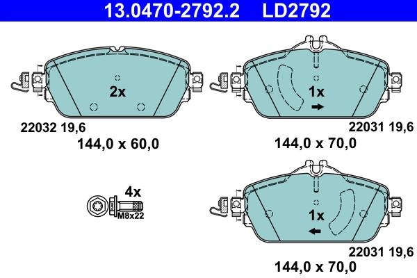 Brake Pad Set, disc brake ATE Ceramic 13.0470-2792.2