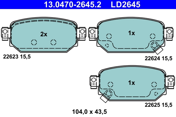 Brake Pad Set, disc brake ATE Ceramic 13.0470-2645.2