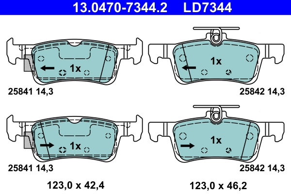 Brake Pad Set, disc brake ATE Ceramic 13.0470-7344.2
