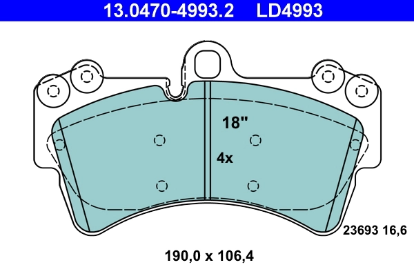 Brake Pad Set, disc brake ATE Ceramic 13.0470-4993.2