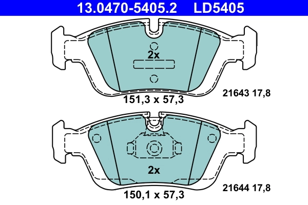 Brake Pad Set, disc brake ATE Ceramic 13.0470-5405.2