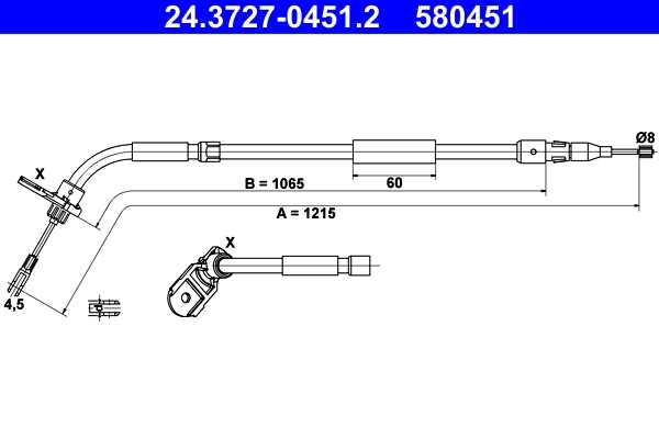 Cable Pull, parking brake 24.3727-0451.2