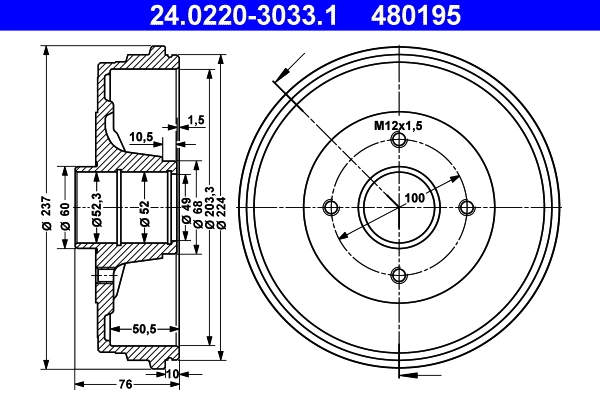 Brake Drum 24.0220-3033.1