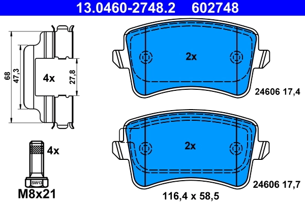 Brake Pad Set, disc brake 13.0460-2748.2