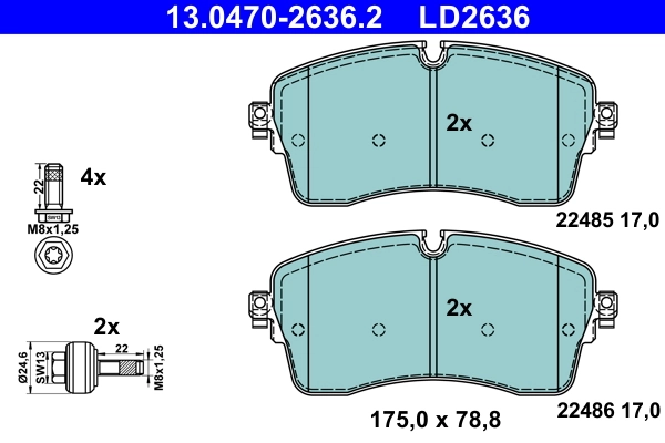 Brake Pad Set, disc brake ATE Ceramic 13.0470-2636.2