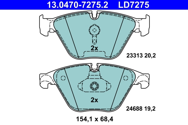 Brake Pad Set, disc brake ATE Ceramic 13.0470-7275.2