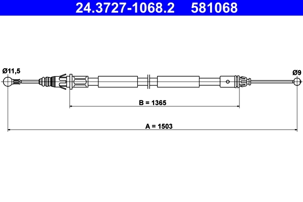 Cable Pull, parking brake 24.3727-1068.2