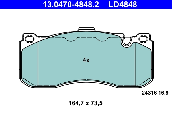 Brake Pad Set, disc brake ATE Ceramic 13.0470-4848.2