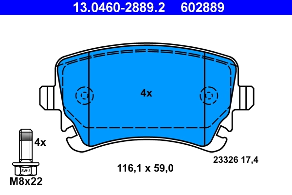 Brake Pad Set, disc brake 13.0460-2889.2