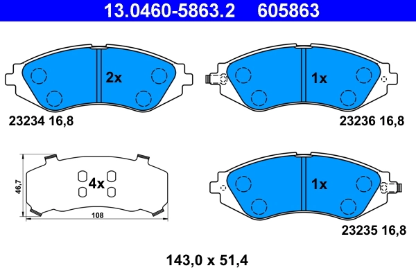 Brake Pad Set, disc brake 13.0460-5863.2