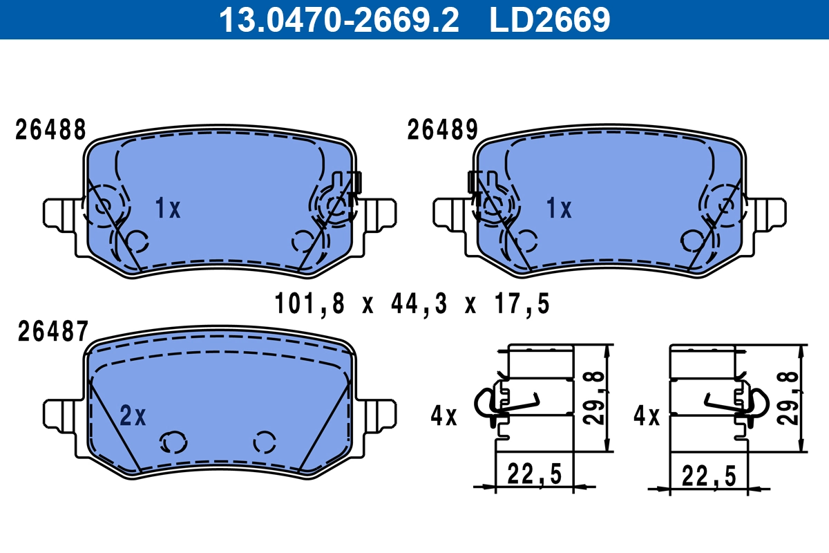 Brake Pad Set, disc brake ATE Ceramic 13.0470-2669.2