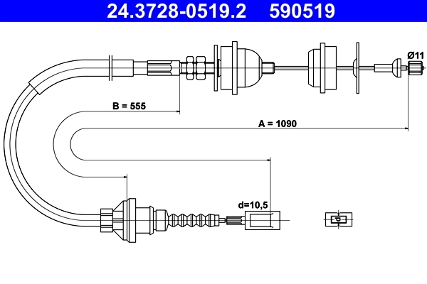 Cable Pull, clutch control 24.3728-0519.2