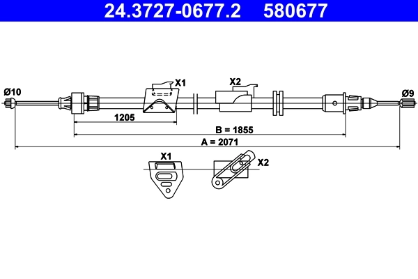Cable Pull, parking brake 24.3727-0677.2