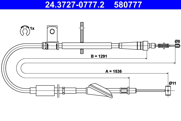 Cable Pull, parking brake 24.3727-0777.2