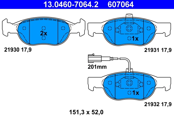 Brake Pad Set, disc brake 13.0460-7064.2