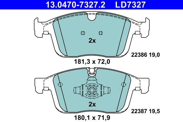 Brake Pad Set, disc brake ATE Ceramic 13.0470-7327.2