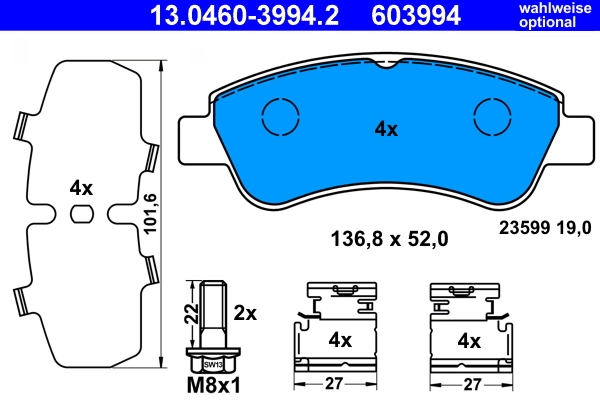 Brake Pad Set, disc brake 13.0460-3994.2
