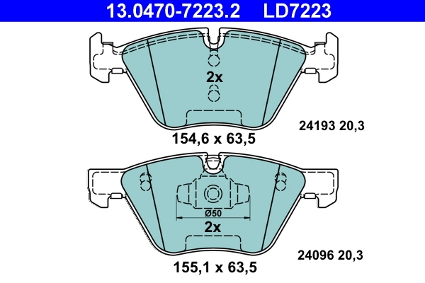 Brake Pad Set, disc brake ATE Ceramic 13.0470-7223.2