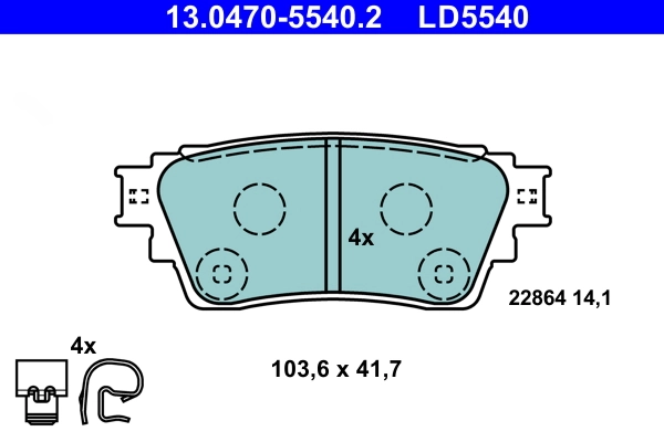Brake Pad Set, disc brake ATE Ceramic 13.0470-5540.2