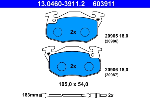 Brake Pad Set, disc brake 13.0460-3911.2
