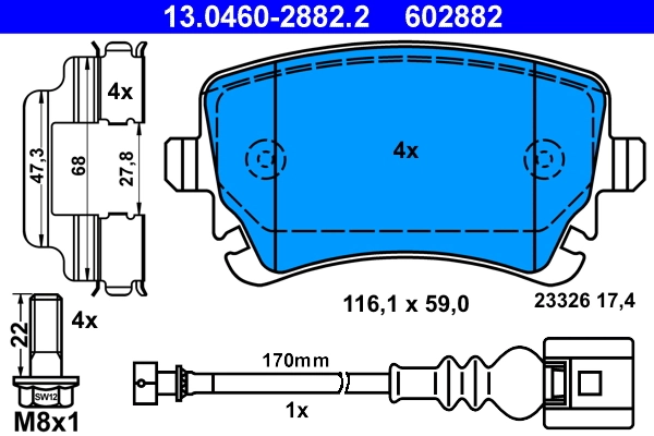 Brake Pad Set, disc brake 13.0460-2882.2