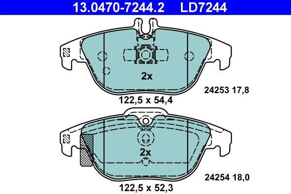 Brake Pad Set, disc brake ATE Ceramic 13.0470-7244.2