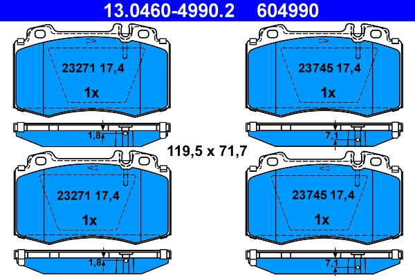 Brake Pad Set, disc brake 13.0460-4990.2