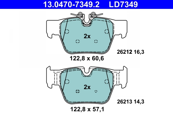 Brake Pad Set, disc brake ATE Ceramic 13.0470-7349.2