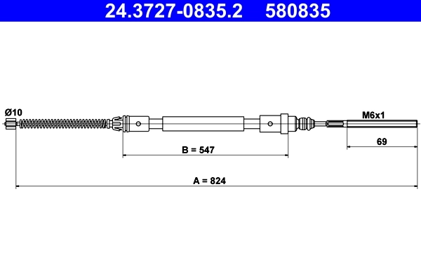 Cable Pull, parking brake 24.3727-0835.2