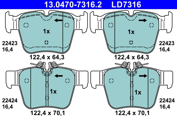 Brake Pad Set, disc brake ATE Ceramic 13.0470-7316.2