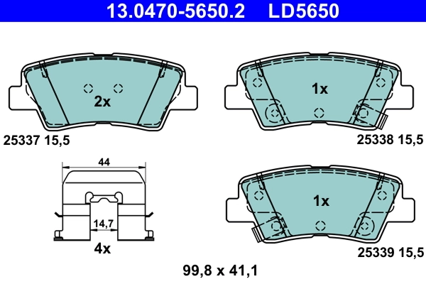 Brake Pad Set, disc brake ATE Ceramic 13.0470-5650.2