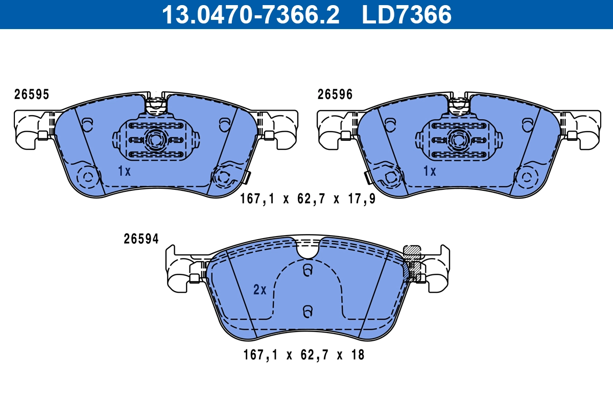 Brake Pad Set, disc brake ATE Ceramic 13.0470-7366.2