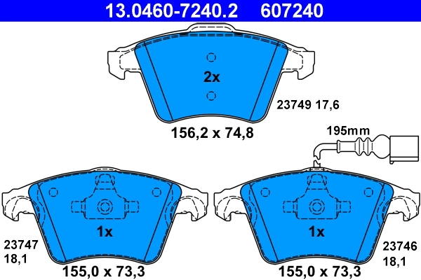 Brake Pad Set, disc brake 13.0460-7240.2