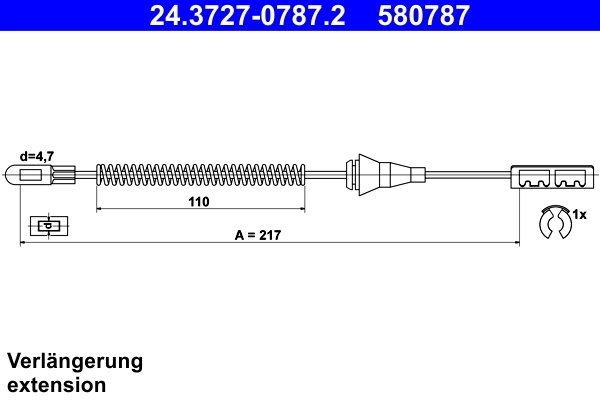 Cable Pull, parking brake 24.3727-0787.2