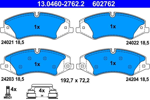 Brake Pad Set, disc brake 13.0460-2762.2