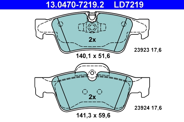 Brake Pad Set, disc brake ATE Ceramic 13.0470-7219.2