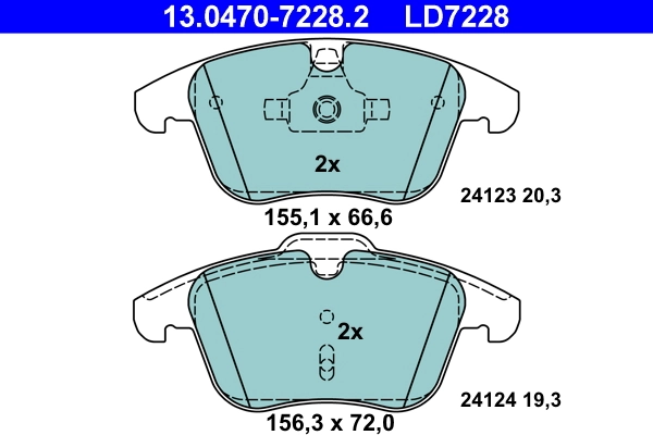 Brake Pad Set, disc brake ATE Ceramic 13.0470-7228.2