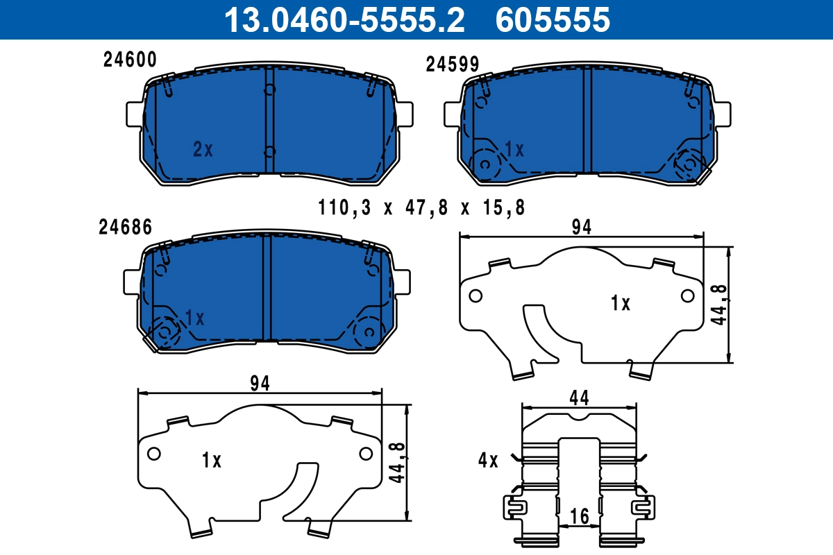 Brake Pad Set, disc brake 13.0460-5555.2