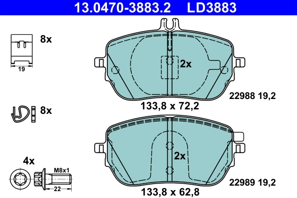 Brake Pad Set, disc brake ATE Ceramic 13.0470-3883.2
